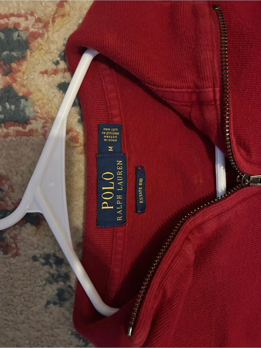 Vintage Polo by Ralph Lauren Red Half-Zip Cotton Pullover